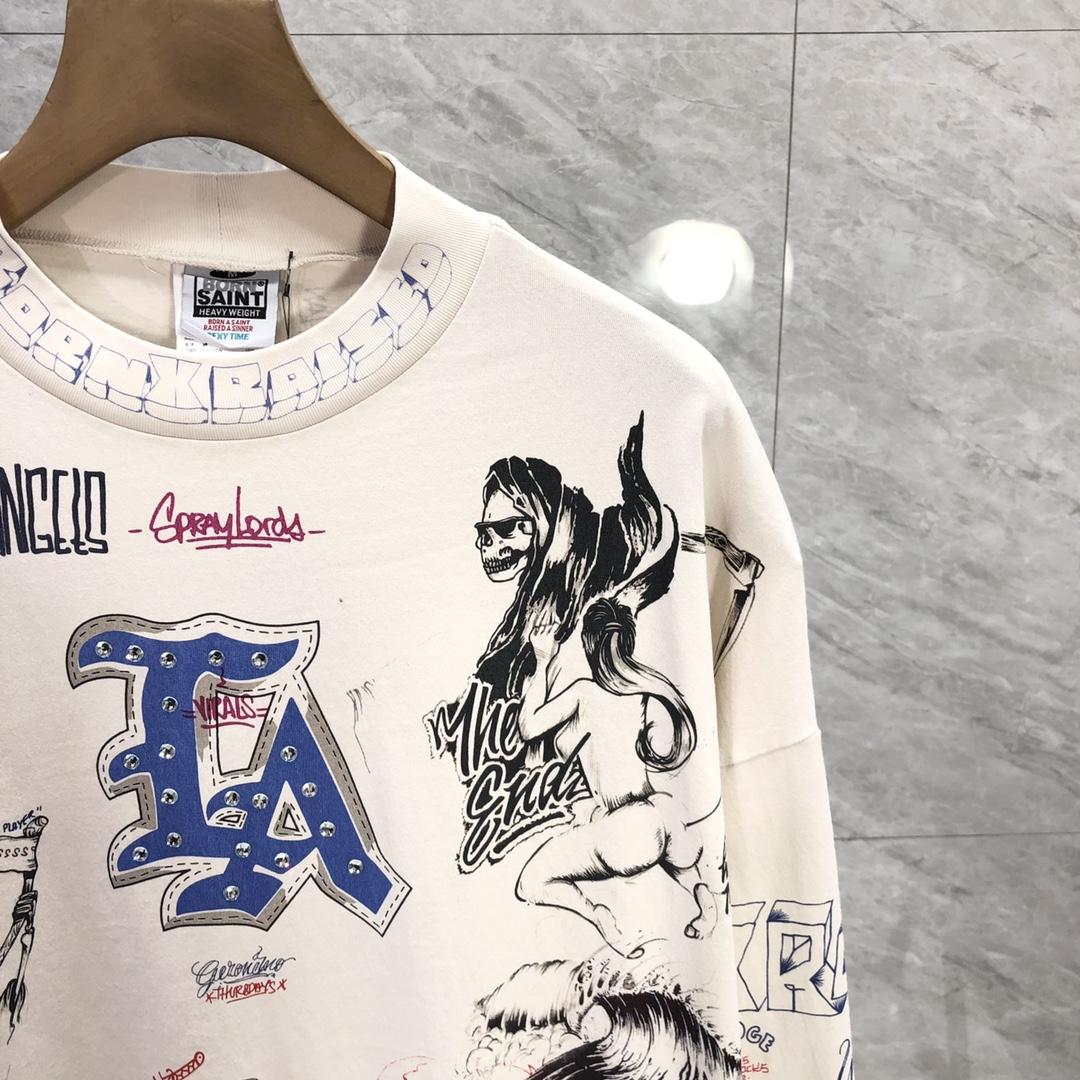 Saint Michael Long-sleeve Graphic-print T-shirt - FashionPlug