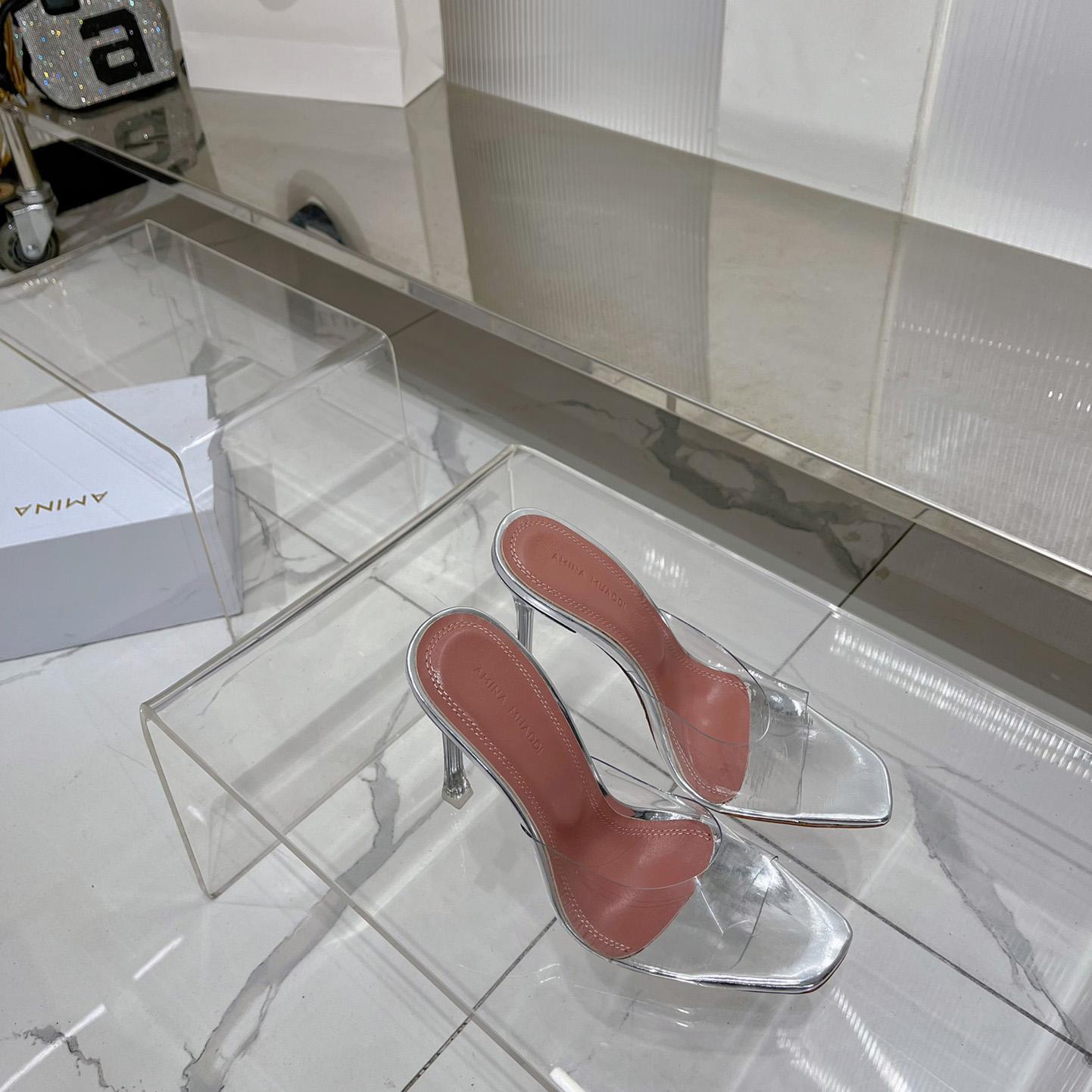 Amina Muaddi Lupita Glass Mules   110mm - FashionPlug
