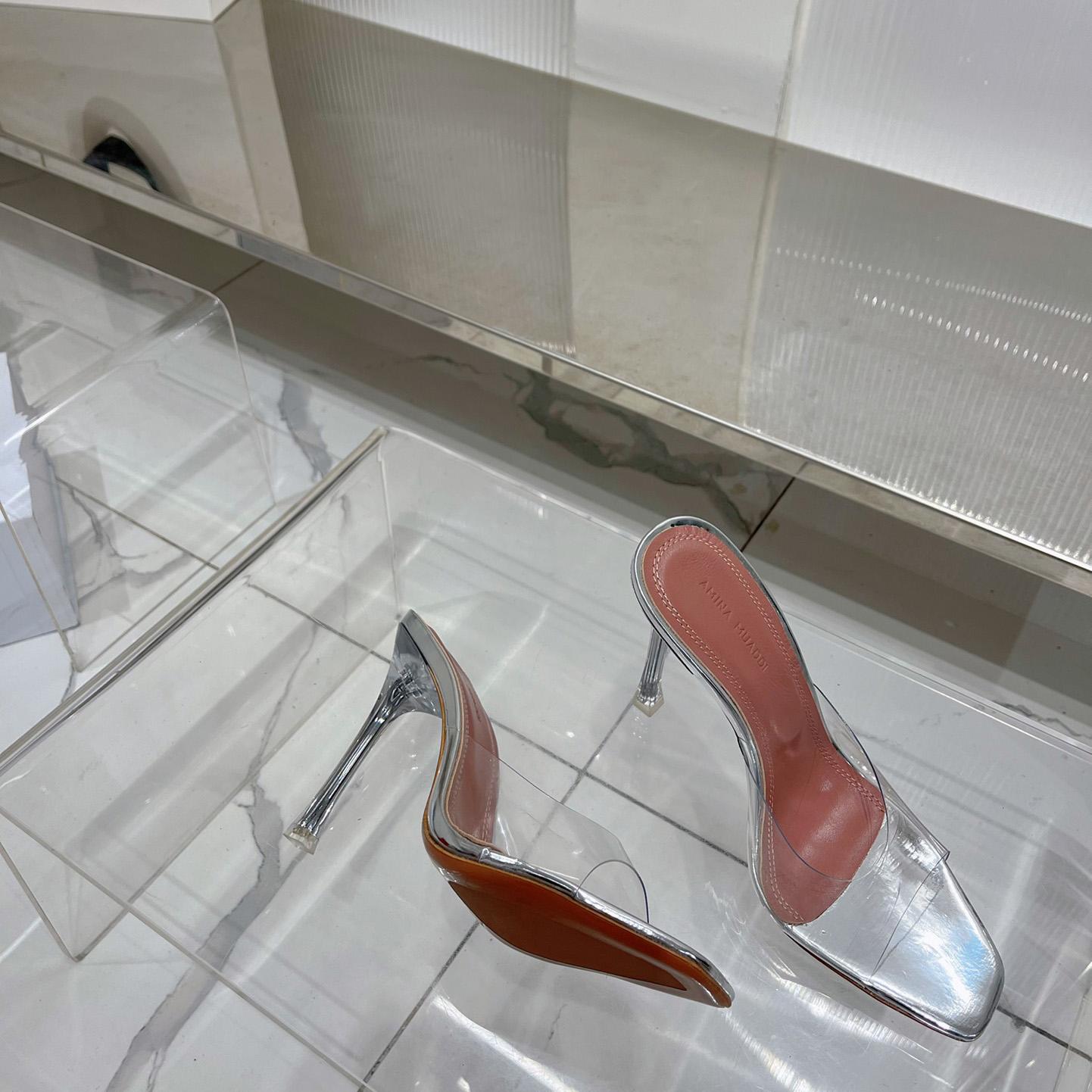 Amina Muaddi Lupita Glass Mules   110mm - FashionPlug