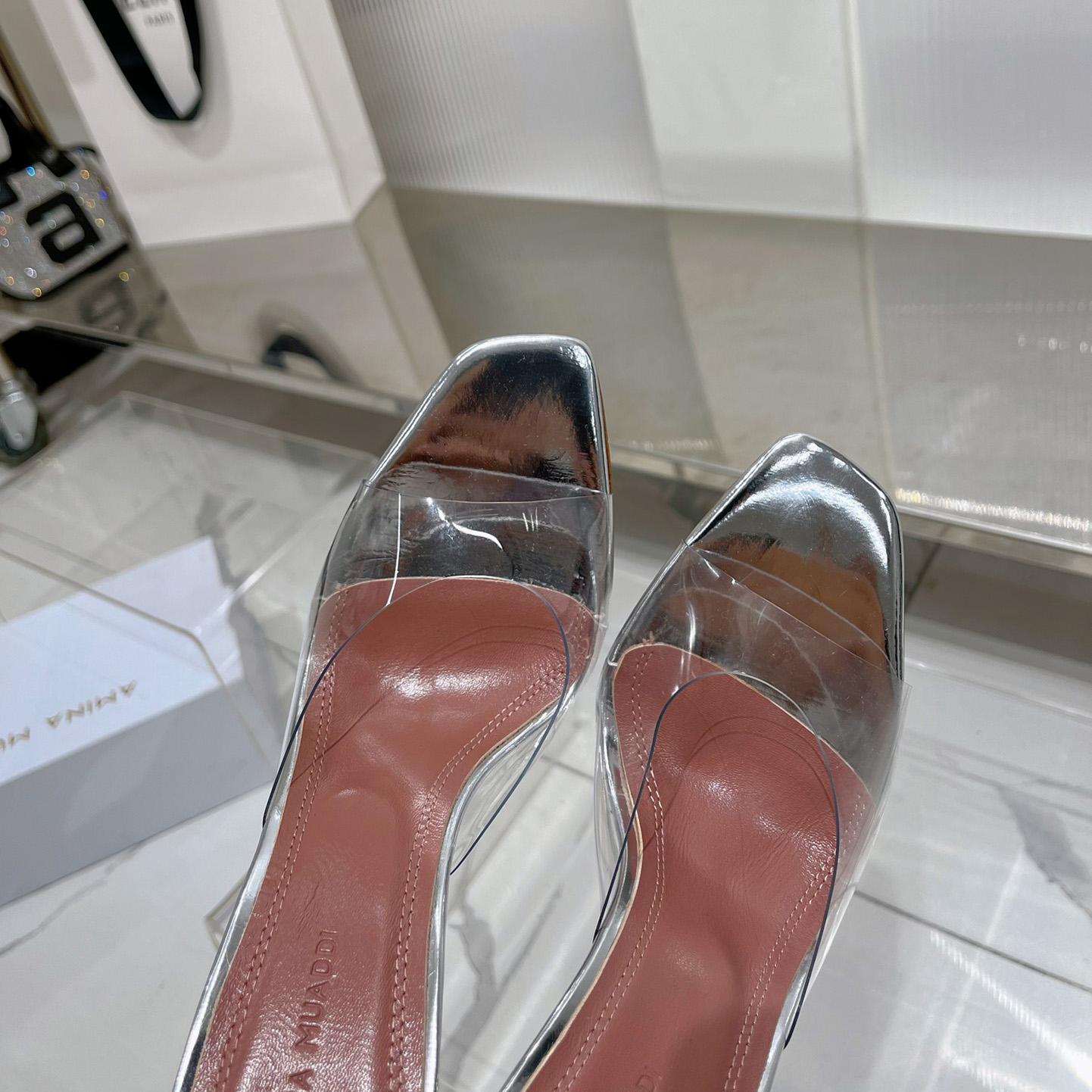 Amina Muaddi Lupita Glass Mules   110mm - FashionPlug