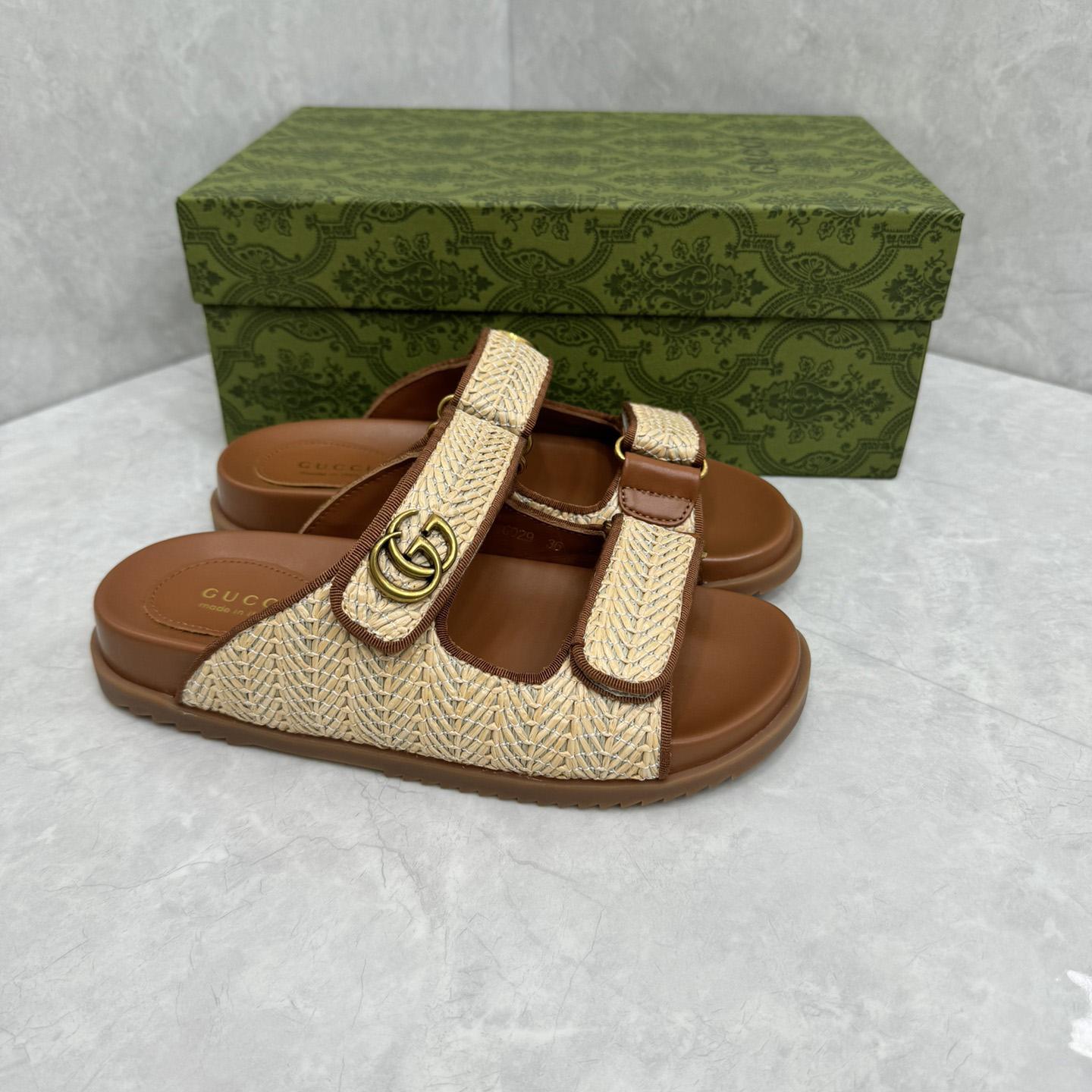Gucci Sandal With Double G   - FashionPlug