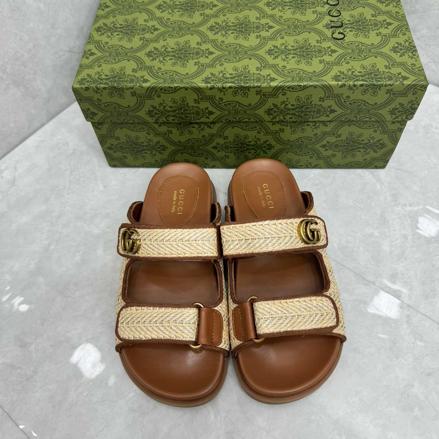 Gucci Sandal With Double G   - FashionPlug