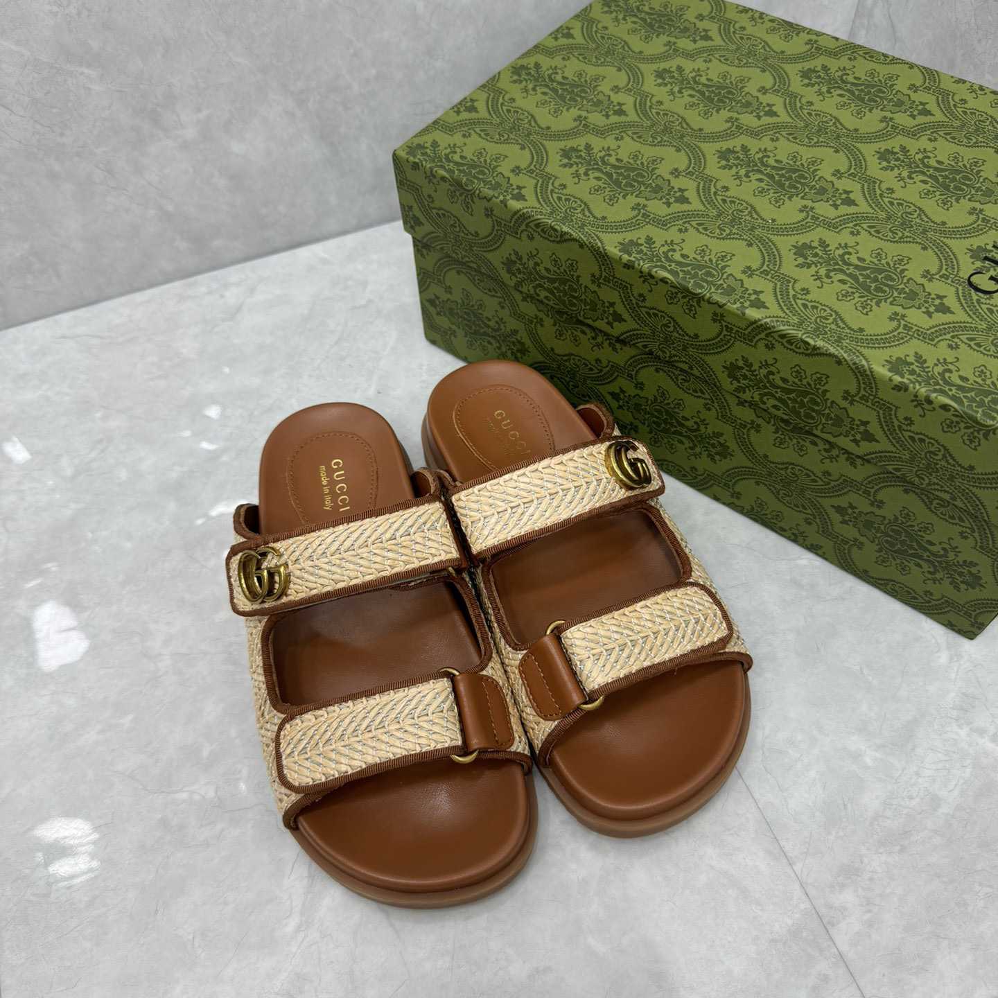 Gucci Sandal With Double G   - FashionPlug