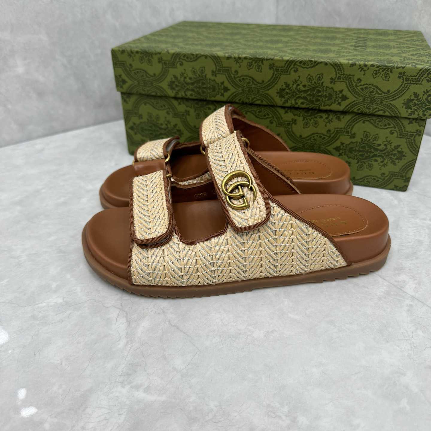 Gucci Sandal With Double G   - FashionPlug
