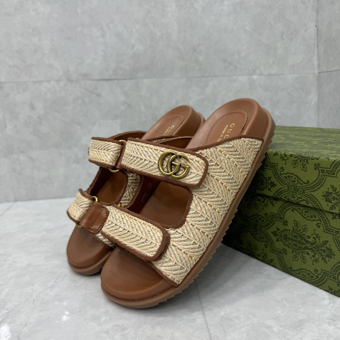 Gucci Sandal With Double G   - FashionPlug