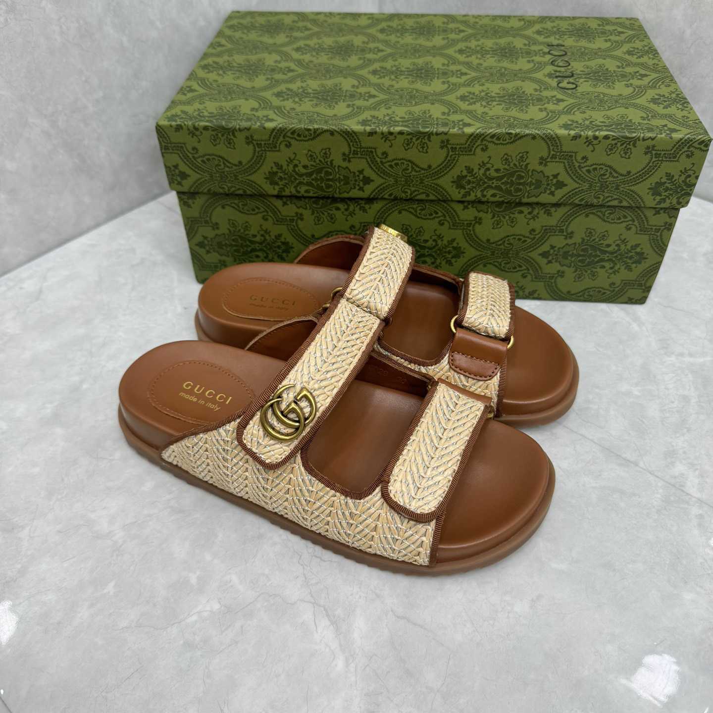 Gucci Sandal With Double G   - FashionPlug