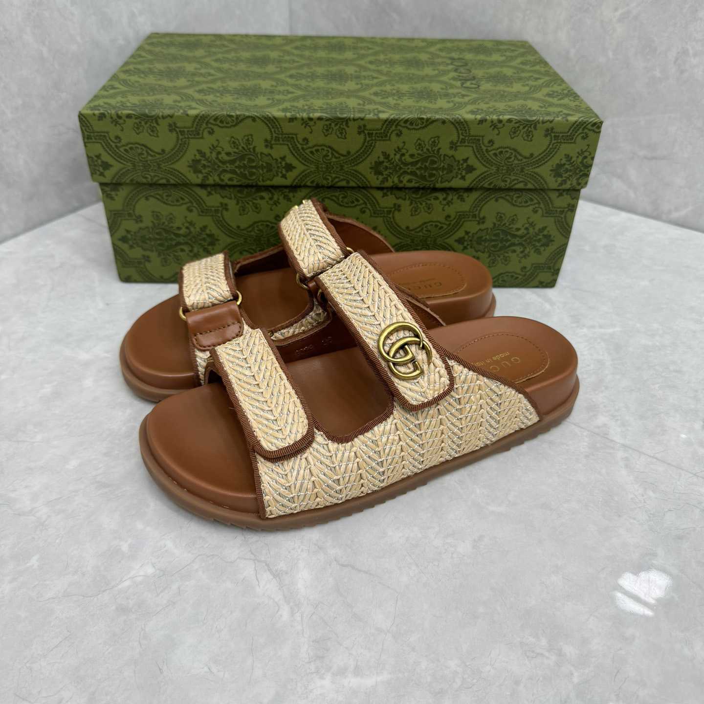 Gucci Sandal With Double G   - FashionPlug