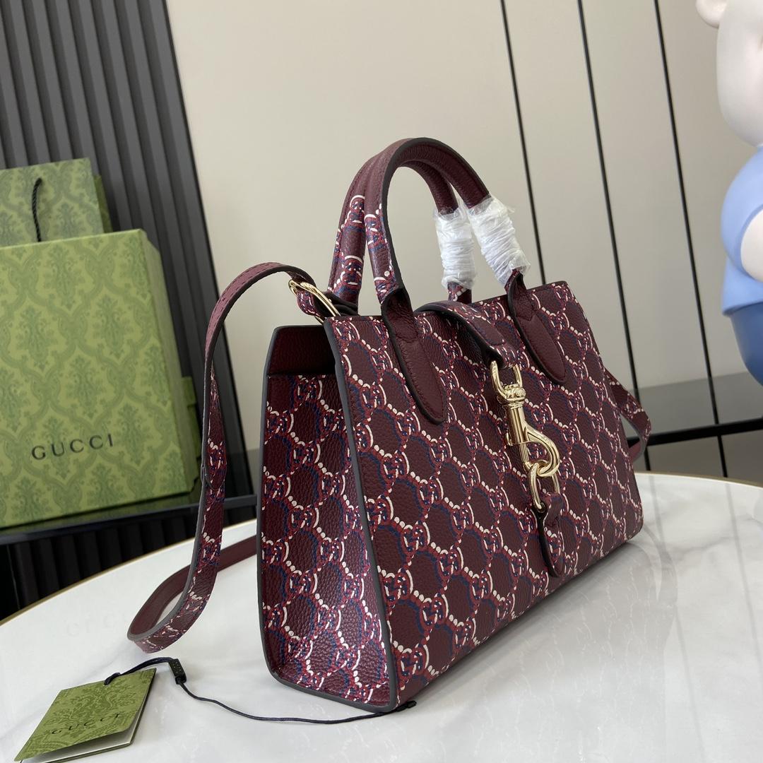 Gucci Small Tote Bag With GG Shadow  - FashionPlug