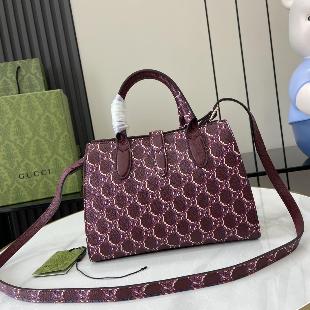 Gucci Small Tote Bag With GG Shadow  - FashionPlug
