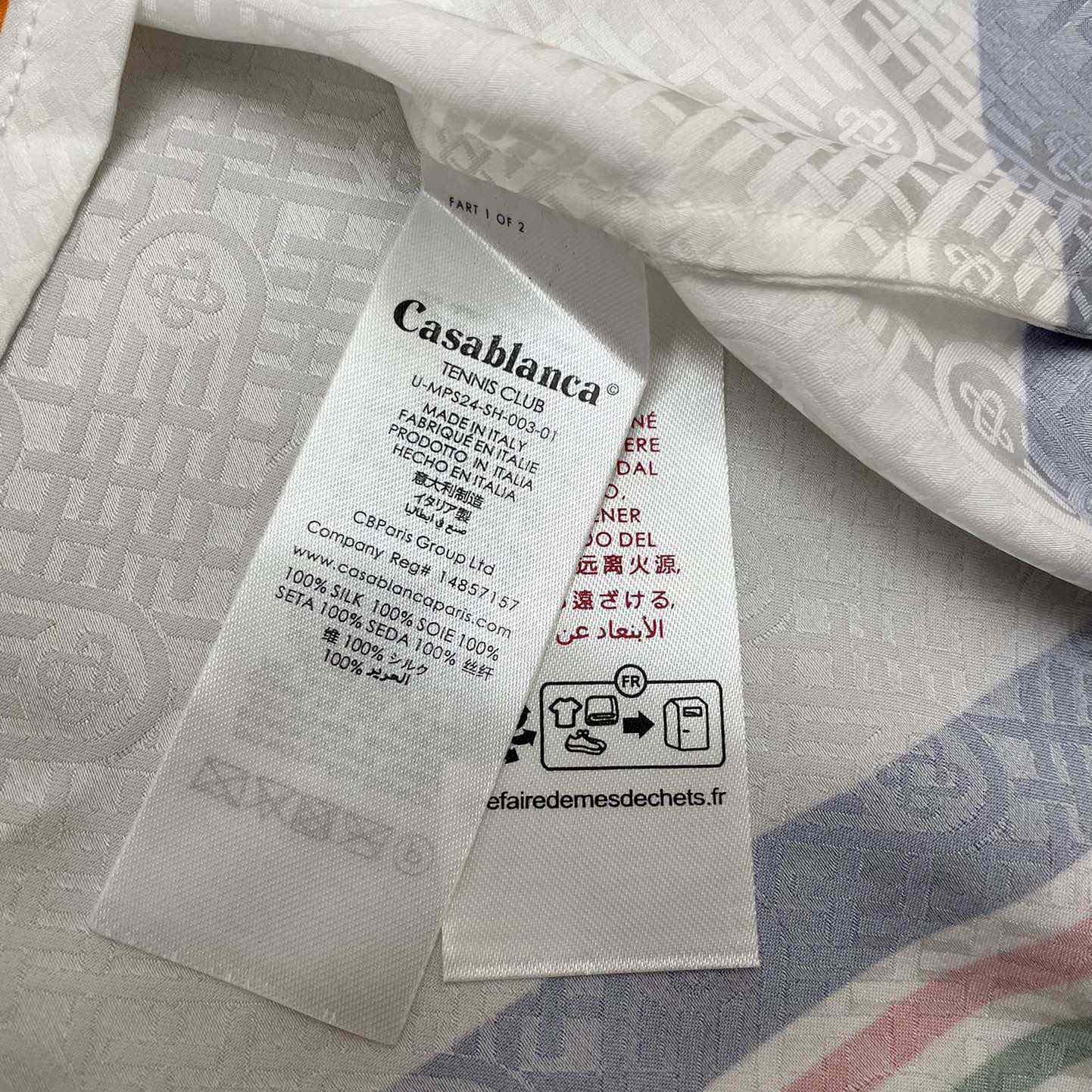 Casablanca Tennis Club Icon Silk Shirt   CA3480 - FashionPlug