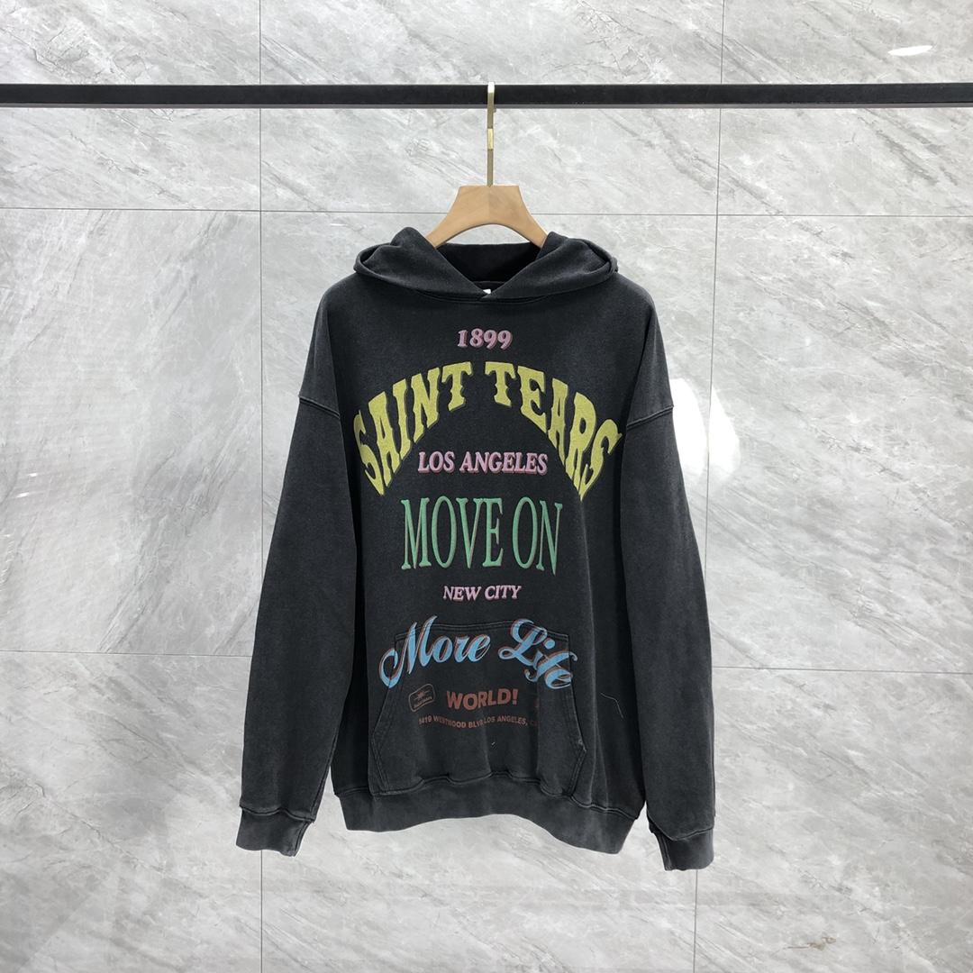 Saint Michael Colorful Letter Print Hoodies - FashionPlug