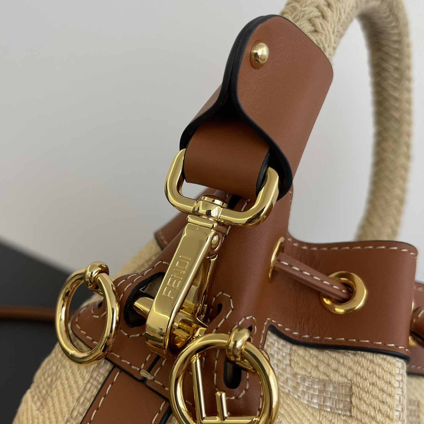 Fendi Mon Tresor Natural Straw Mini-bag With FF Embroidery - FashionPlug