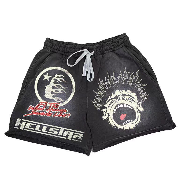 Hellstar Black Records Shorts  - FashionPlug