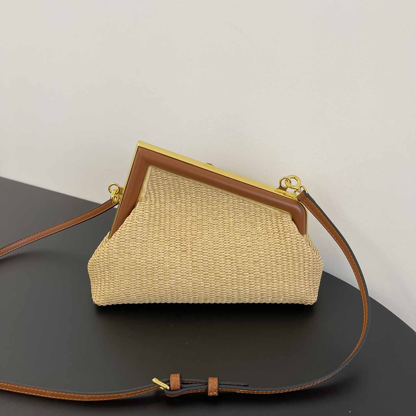 Fendi First Small Natural Straw Bag - FashionPlug