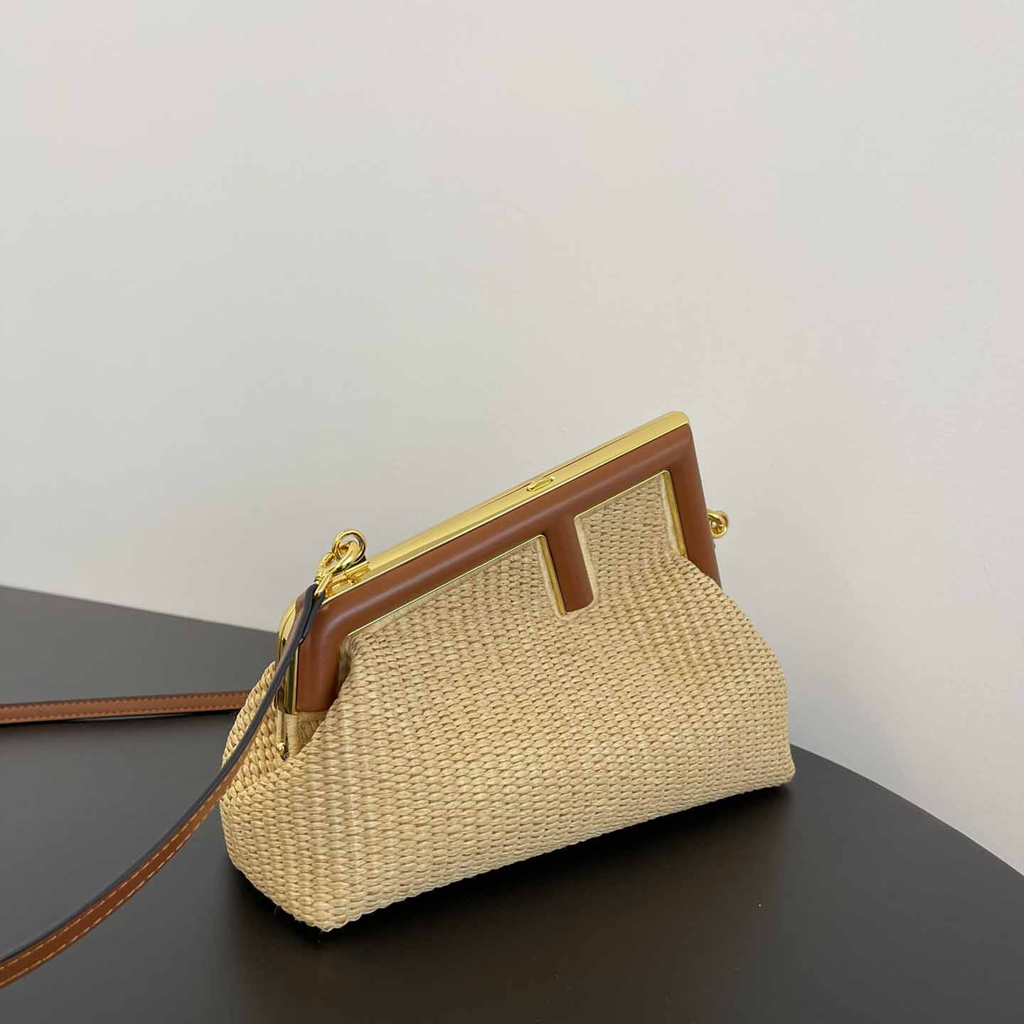Fendi First Small Natural Straw Bag - FashionPlug