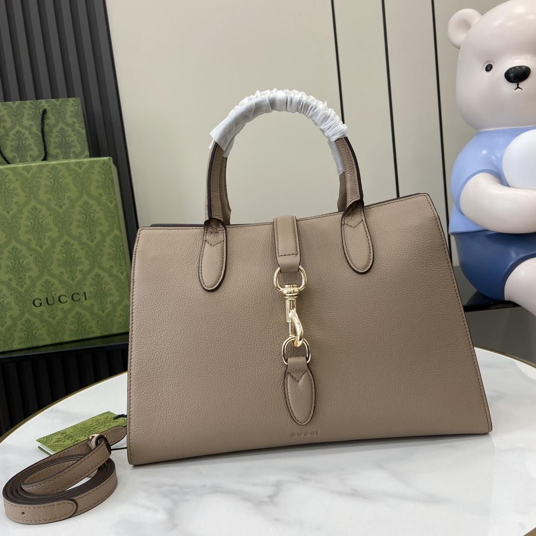 Gucci Medium Tote Bag With Hook Closure - FashionPlug