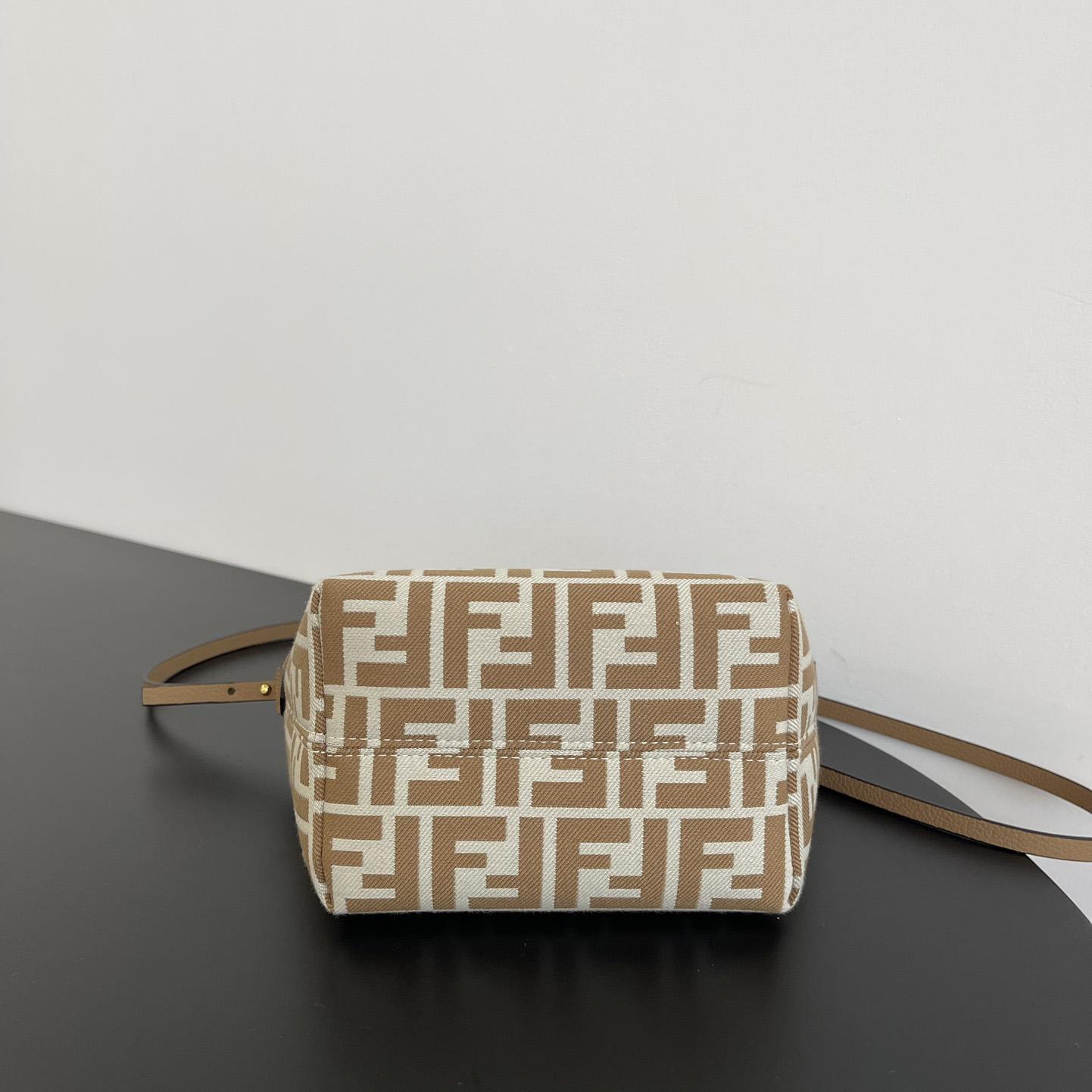 Fendi Mini Roll FF Beige Jacquard Mini Bag - FashionPlug