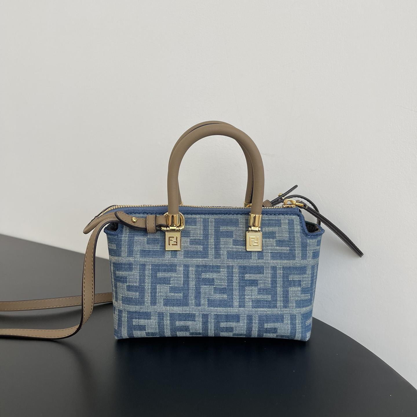 Fendi By The Way Mini Light blue FF Denim Fabric Mini Bag - FashionPlug