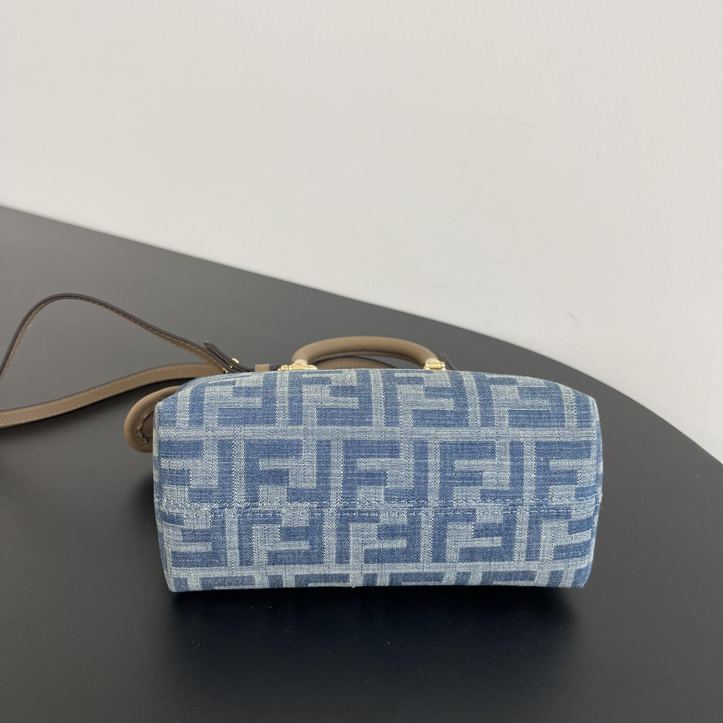 Fendi By The Way Mini Light blue FF Denim Fabric Mini Bag - FashionPlug