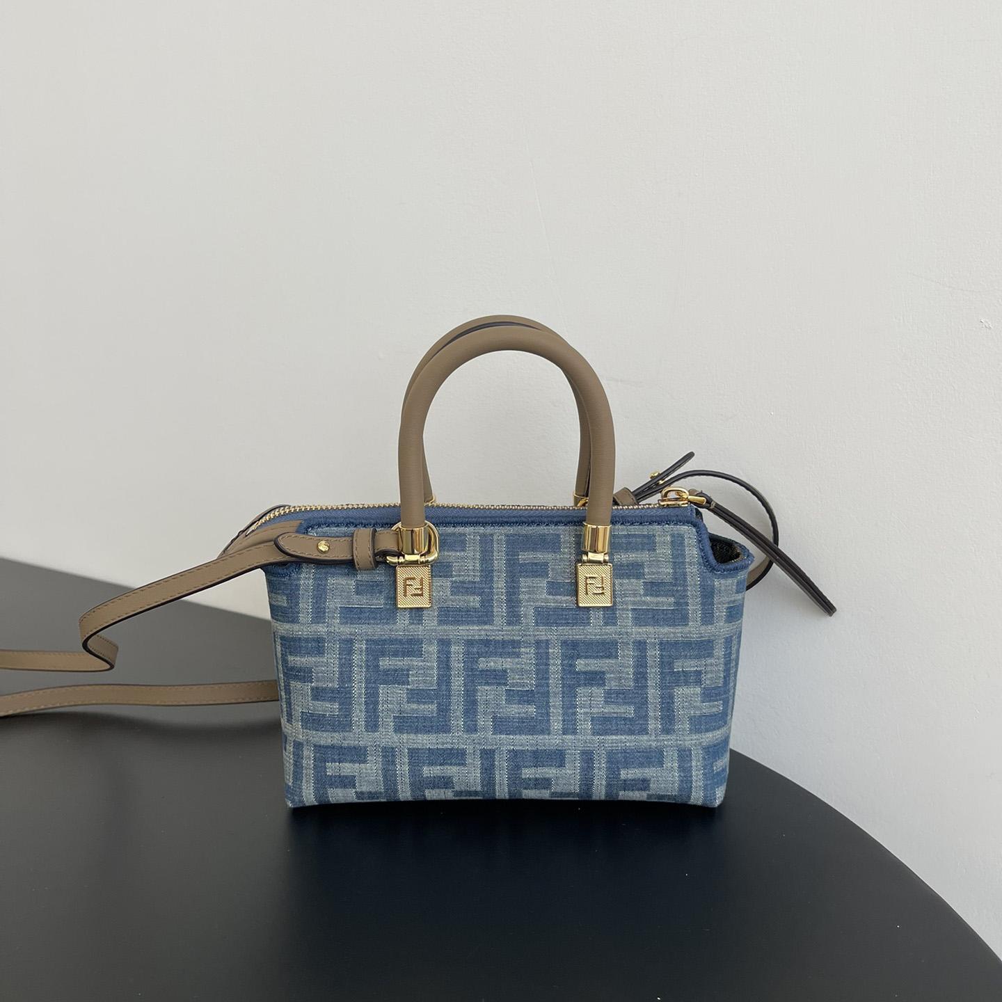 Fendi By The Way Mini Light blue FF Denim Fabric Mini Bag - FashionPlug
