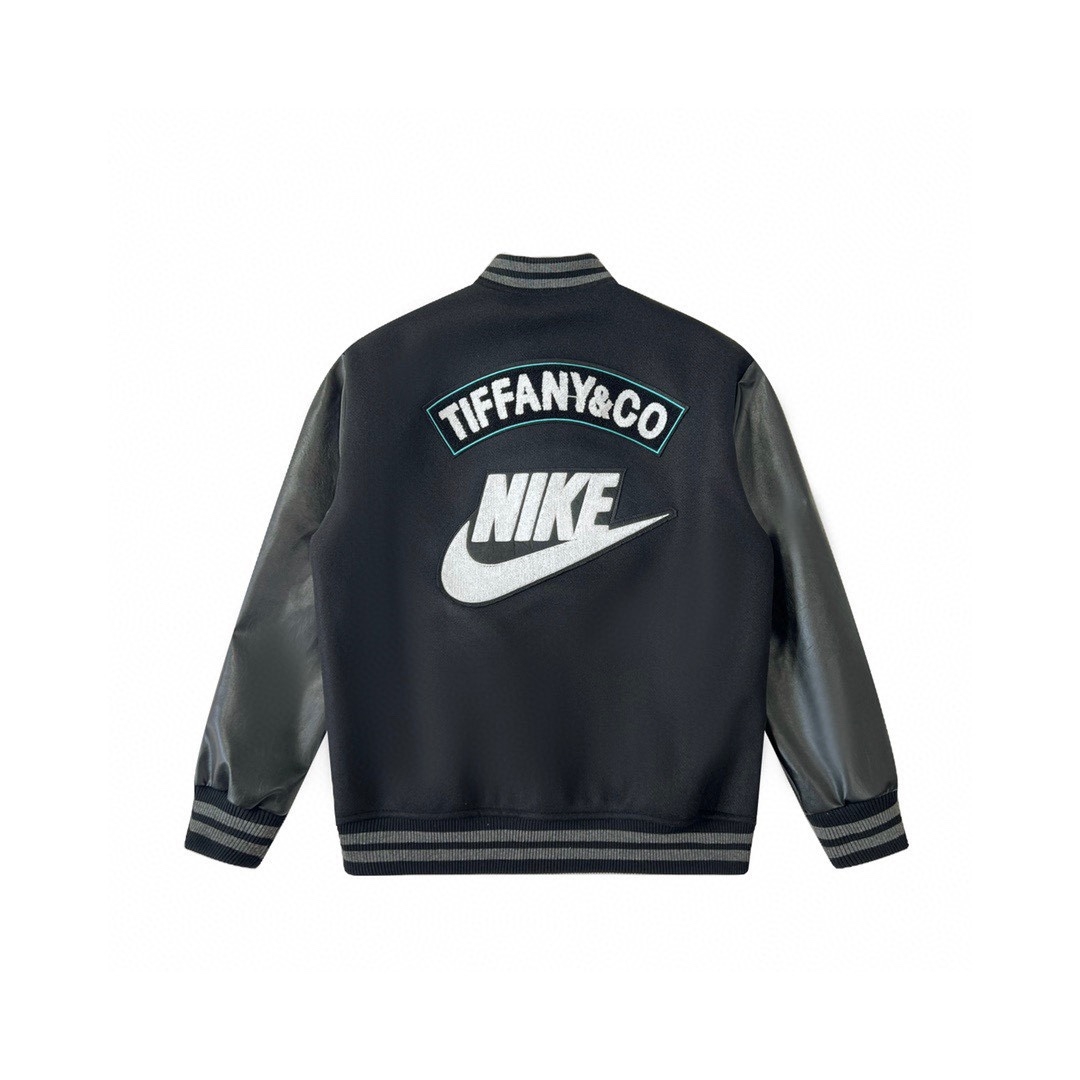 Tiffany And Co Nike Black Varsity Bomber Jacket - FashionPlug