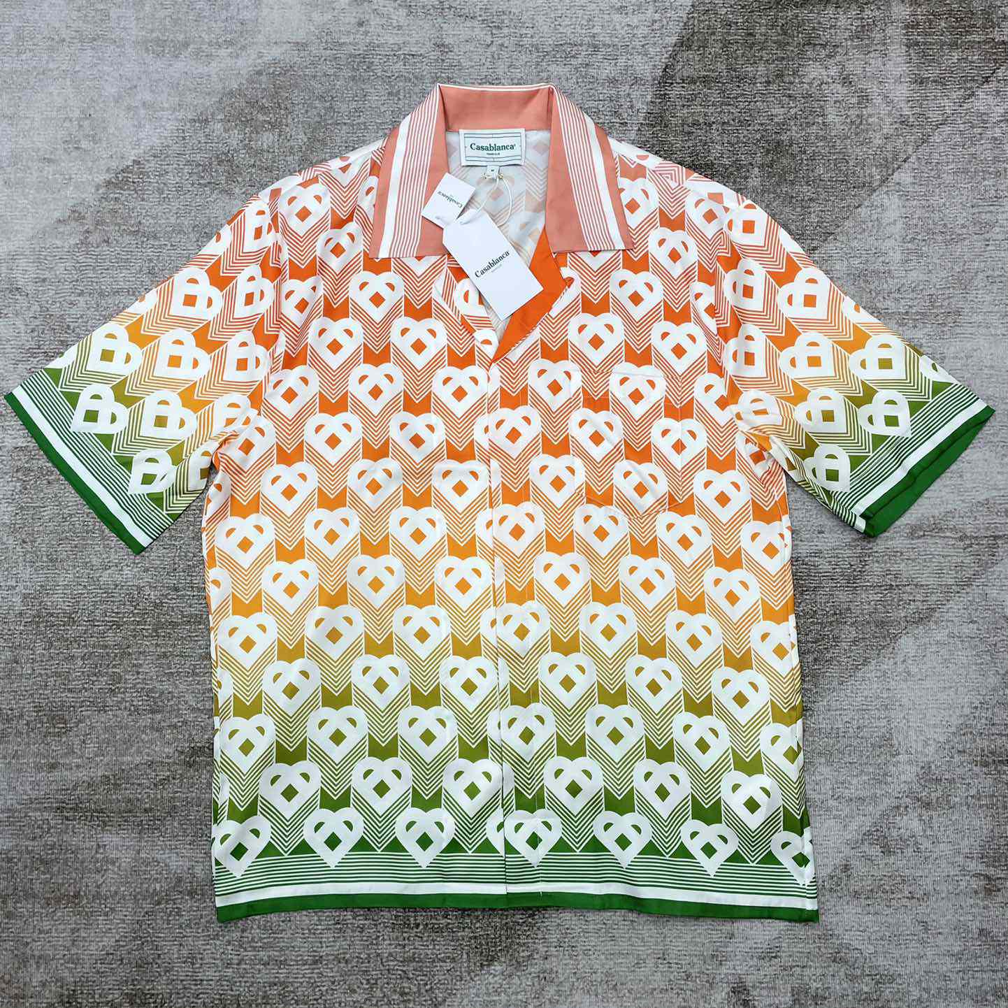 Casablanca Cuban Collar Short-Sleeve Shirt 'Heart Monogram Gradient'   CA3484 - FashionPlug