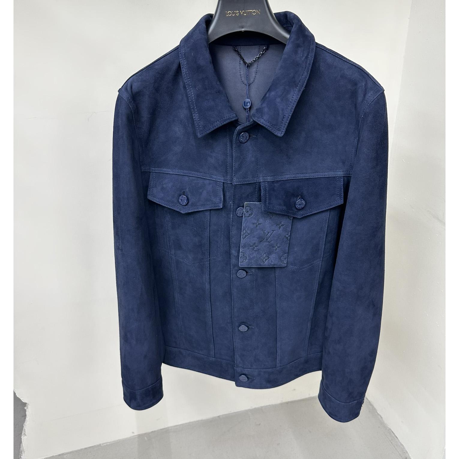 Louis Vuitton Suede Denim Jacket   1A8I3B - FashionPlug