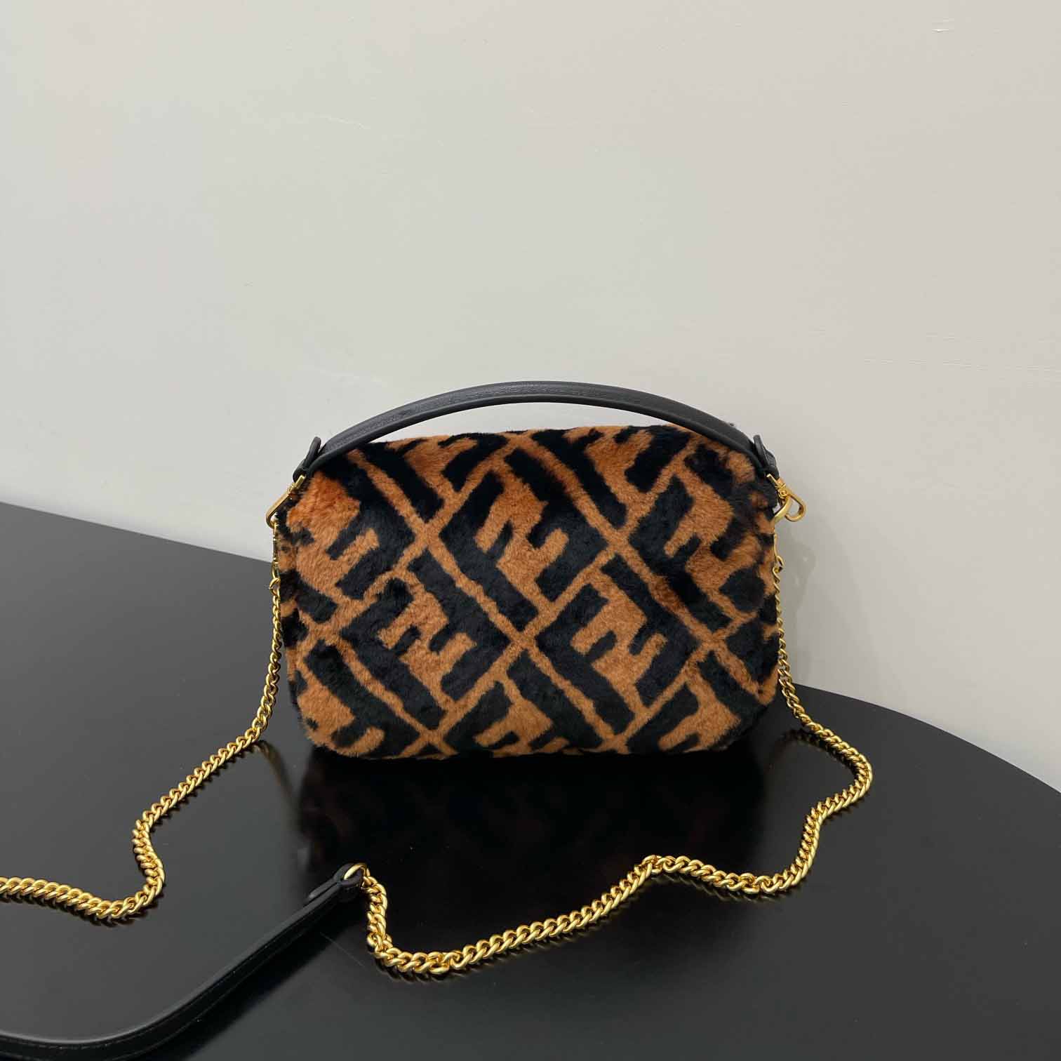 Fendi Mini Baguette Brown Sheepskin Bag - FashionPlug