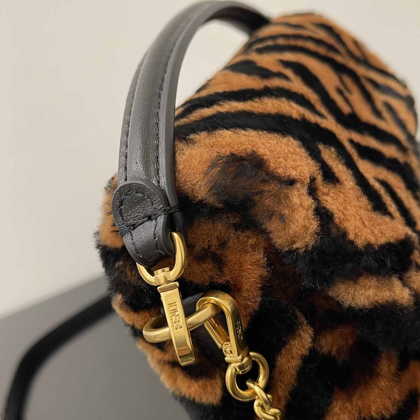 Fendi Mini Baguette Brown Sheepskin Bag - FashionPlug