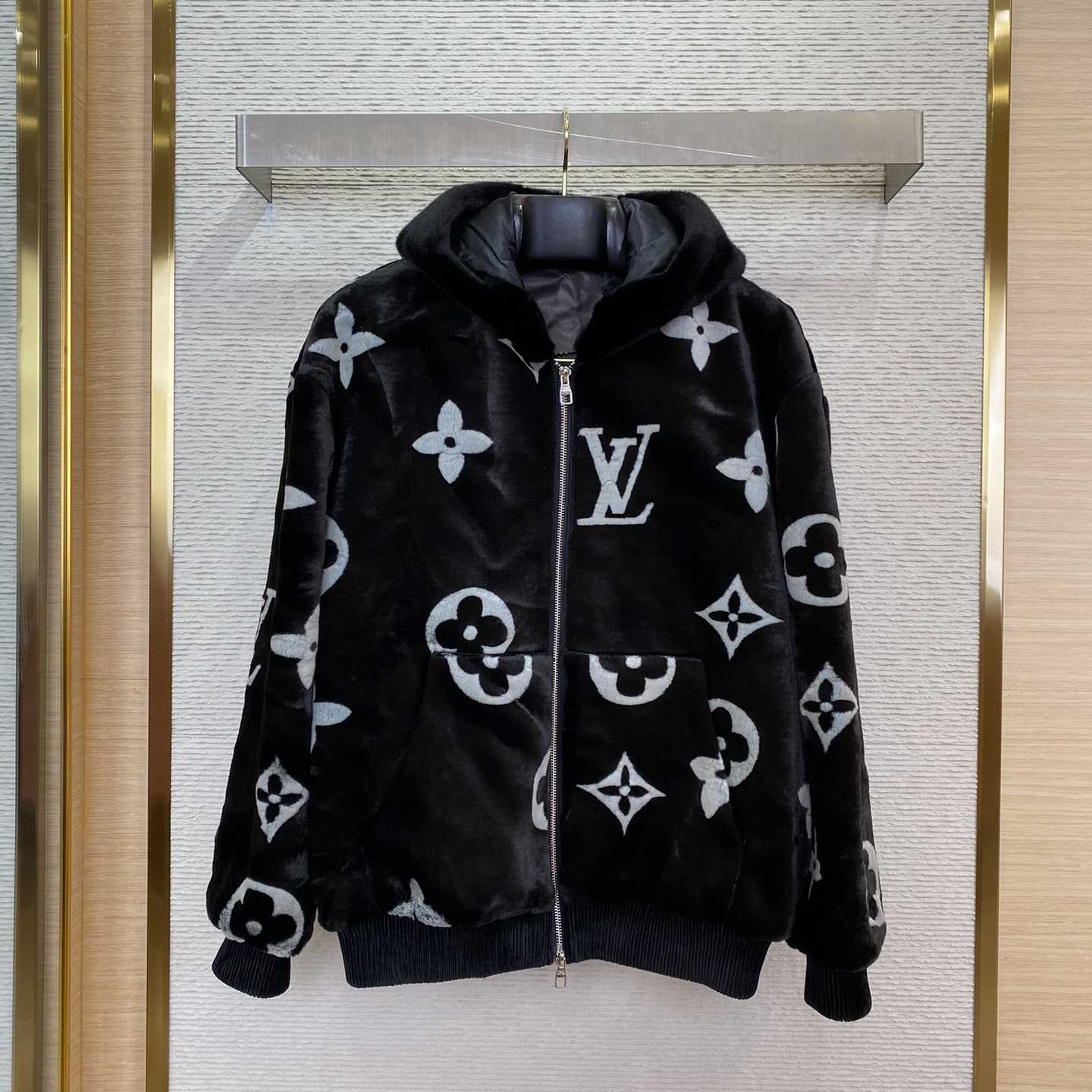 Louis Vuitton Monogram Mink Fur Zipped Hoodie  1AF390 - FashionPlug