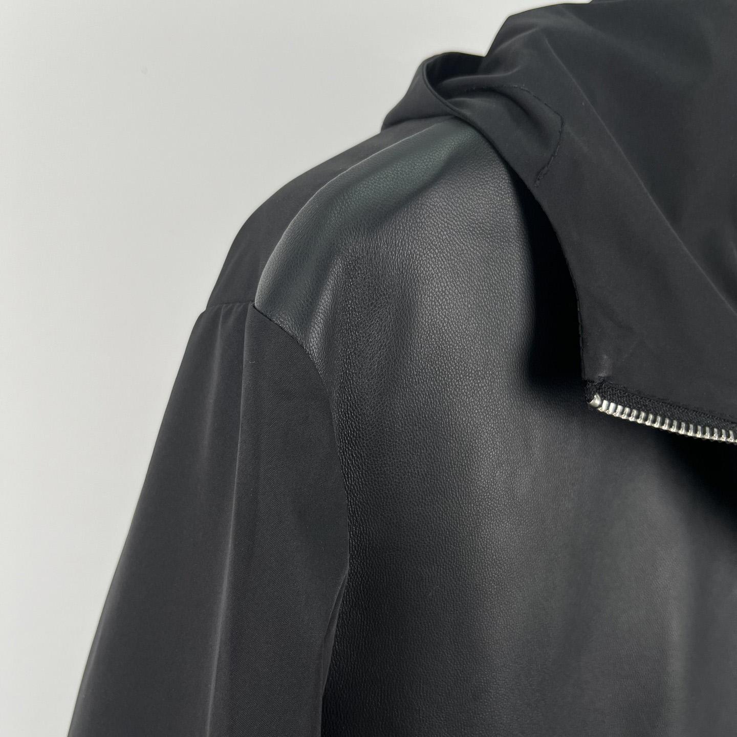 Prada Silk And Leather Blouson Jacket - FashionPlug