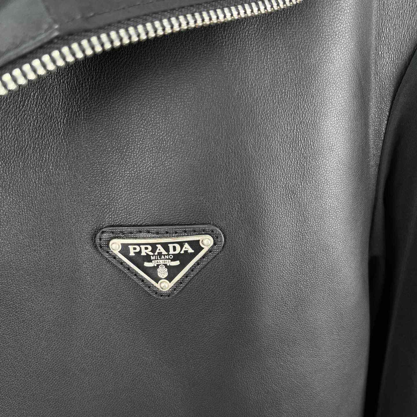 Prada Silk And Leather Blouson Jacket - FashionPlug