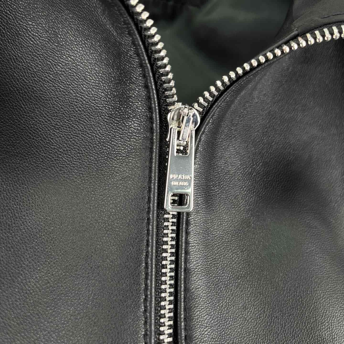 Prada Silk And Leather Blouson Jacket - FashionPlug