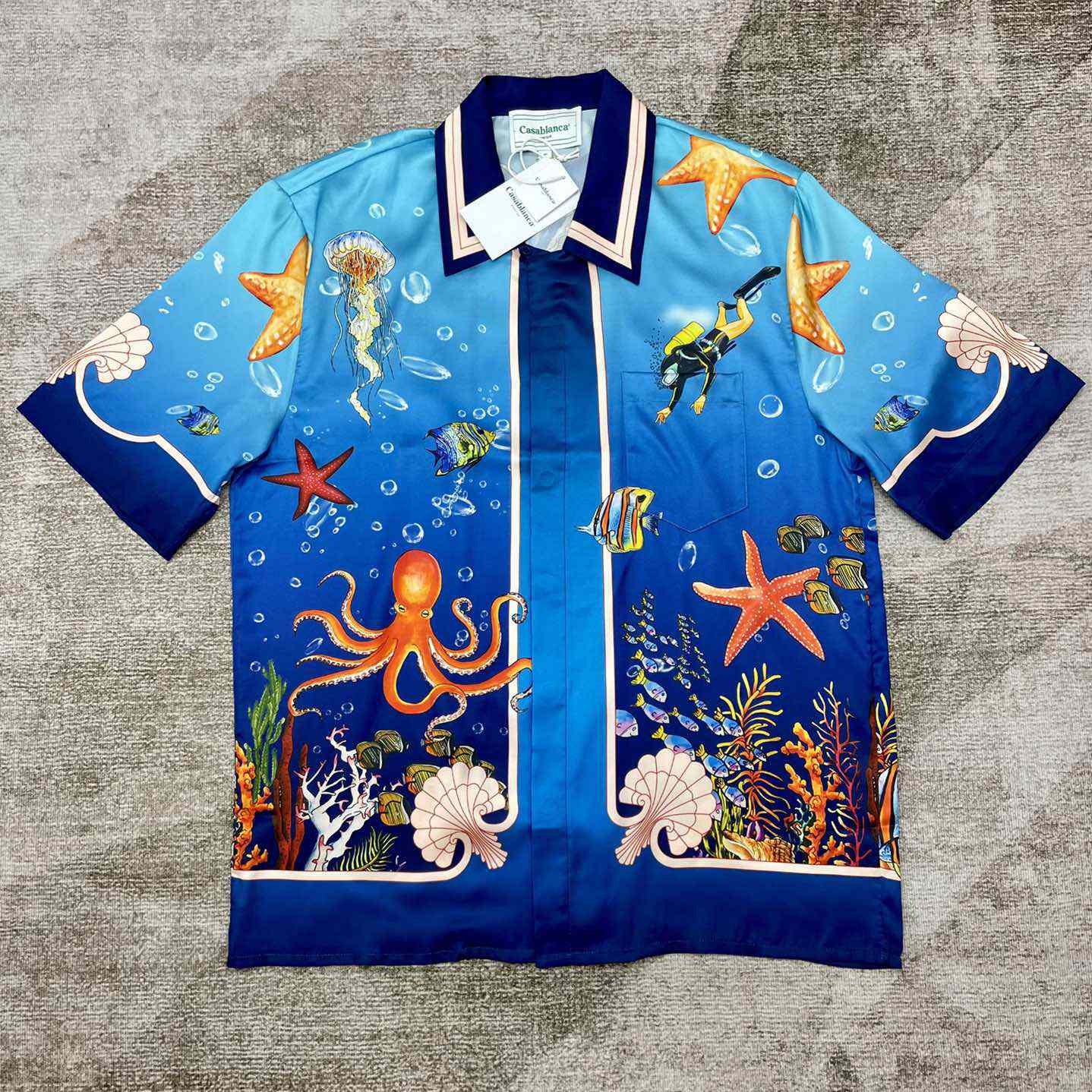 Casablanca  Silk Drawstring Short-Sleeve Shirt   CA3456 - FashionPlug