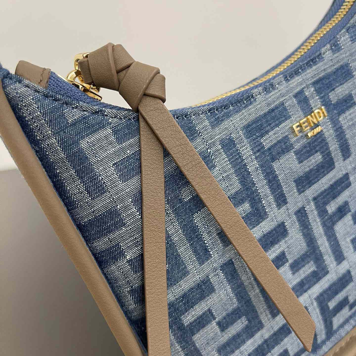 Fendi Mini Fendessence Light Blue FF Denim Fabric Mini Bag - FashionPlug