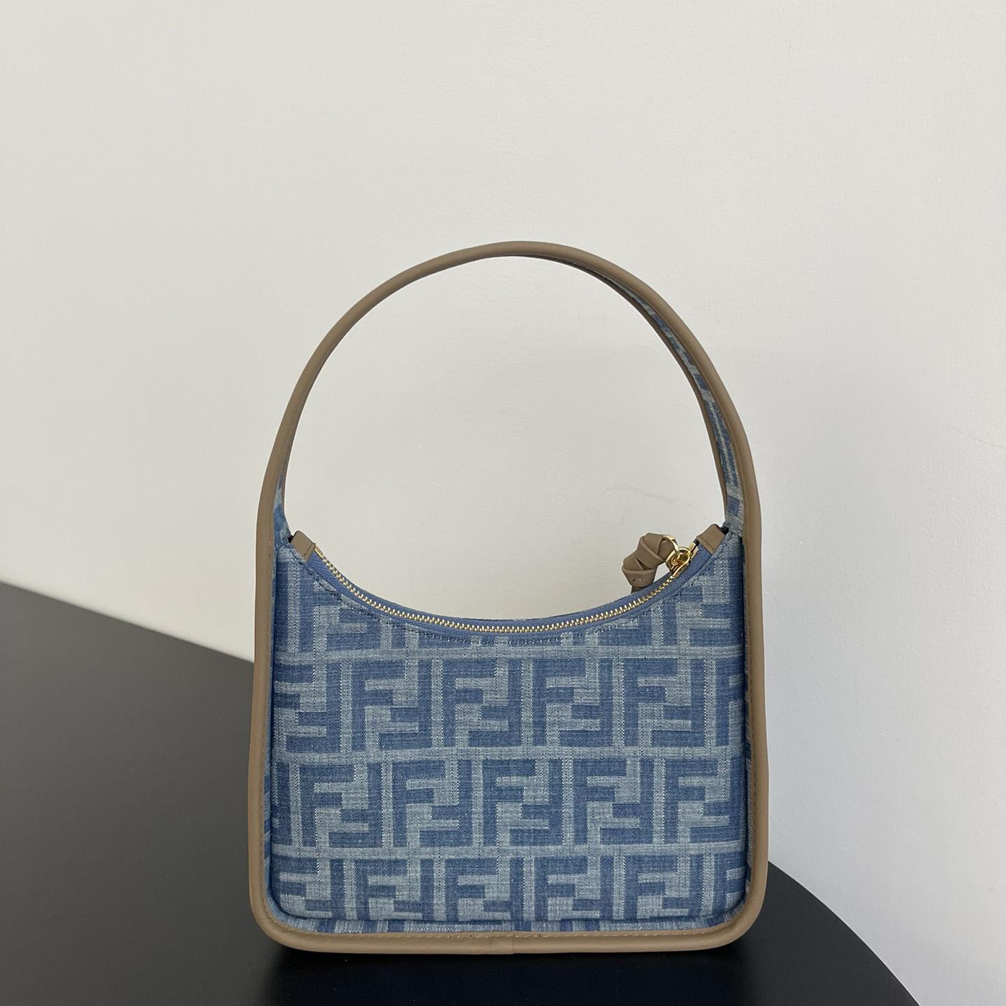 Fendi Mini Fendessence Light Blue FF Denim Fabric Mini Bag - FashionPlug