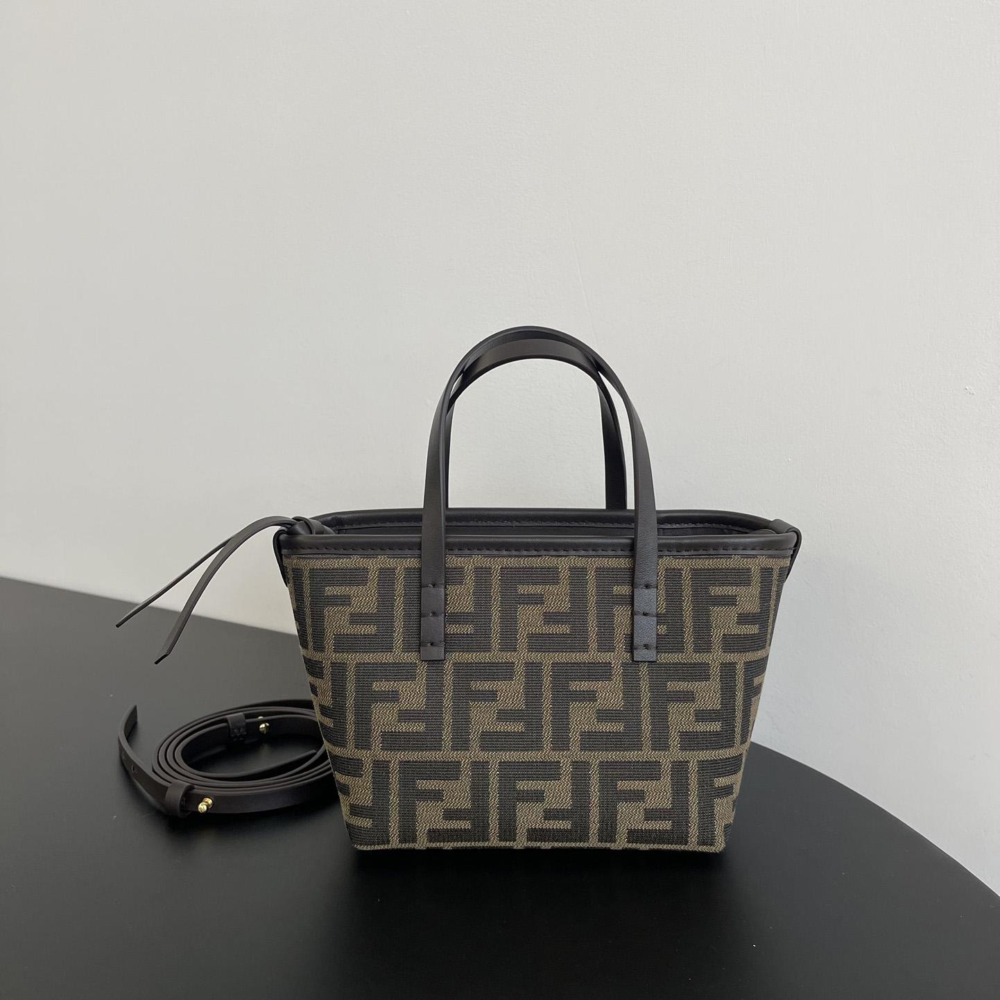 Fendi Mini Roll Brown FF Jacquard Mini Bag - FashionPlug