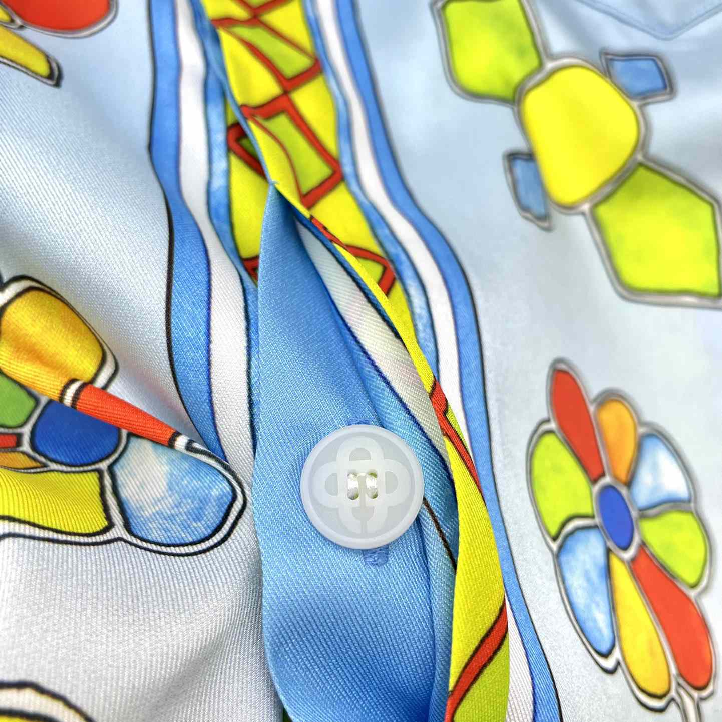 Casablanca Cuban Collar Short-Sleeve Shirt 'Yoruba Flowers'   CA3486 - FashionPlug
