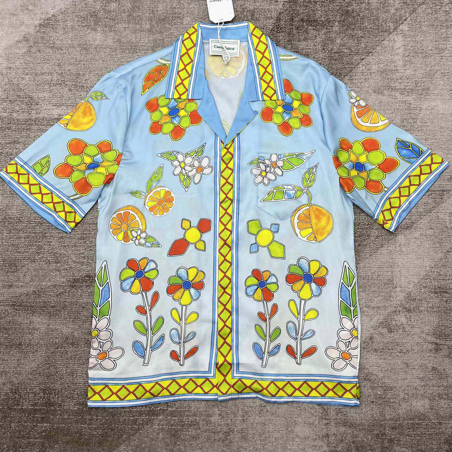 Casablanca Cuban Collar Short-Sleeve Shirt 'Yoruba Flowers'   CA3486 - FashionPlug