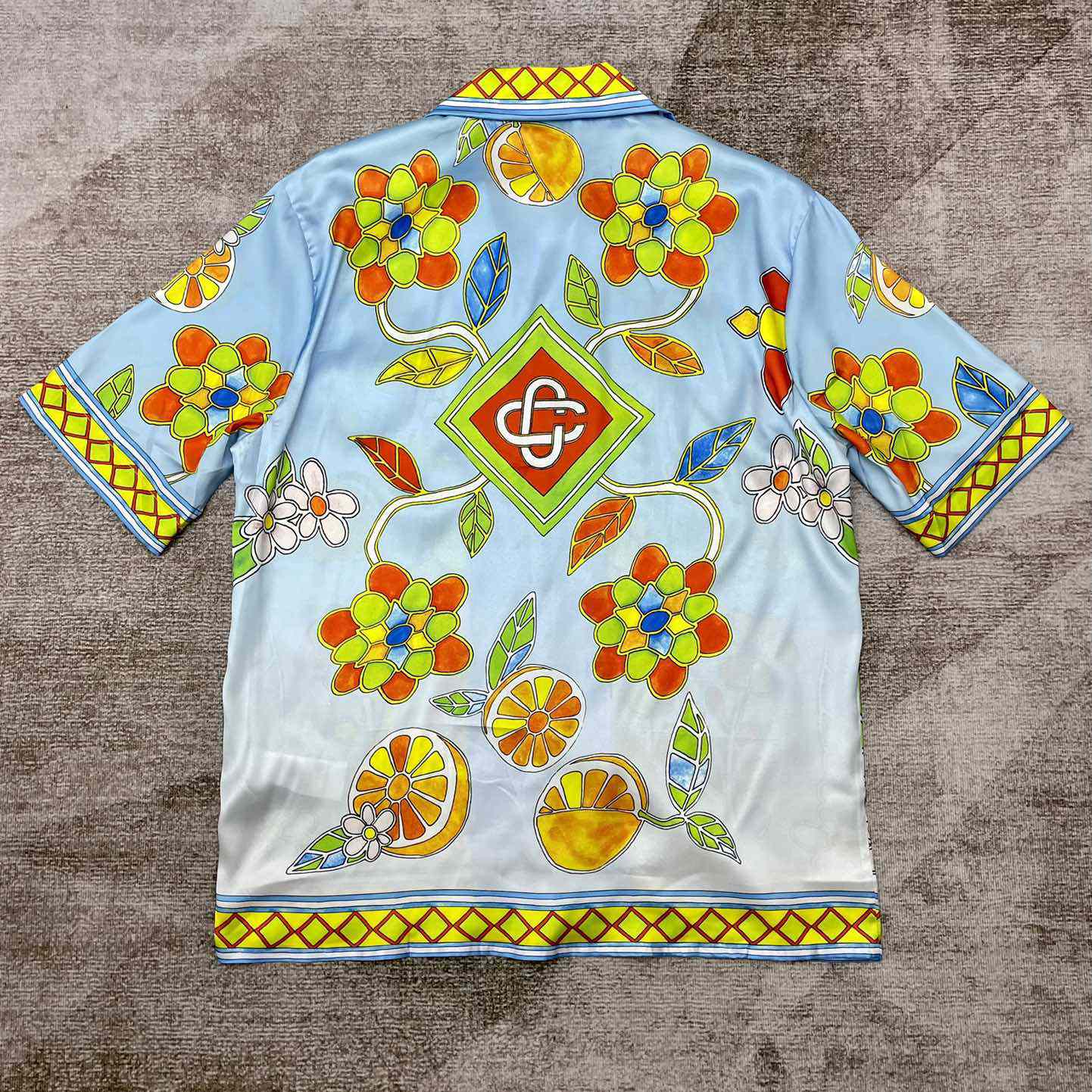 Casablanca Cuban Collar Short-Sleeve Shirt 'Yoruba Flowers'   CA3486 - FashionPlug