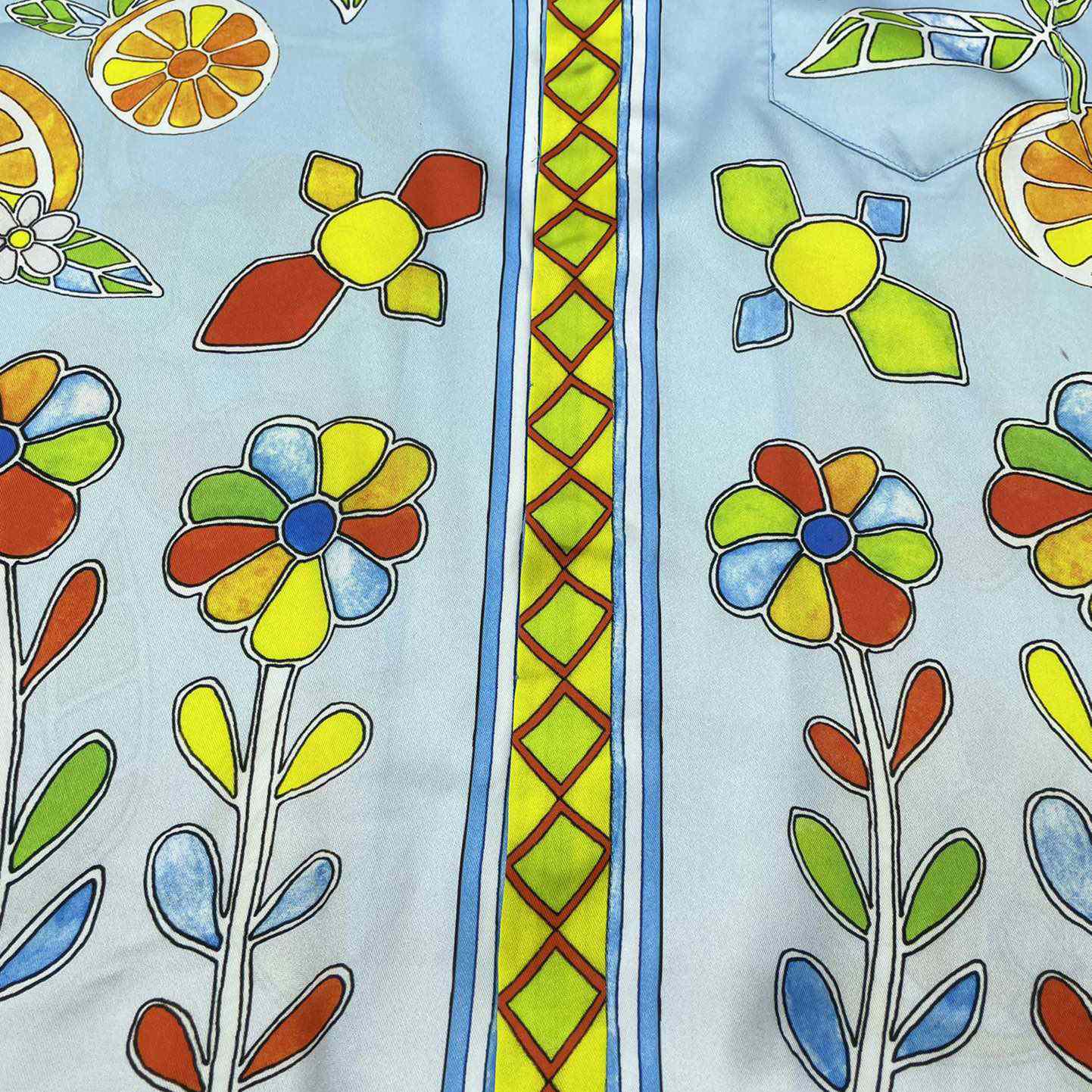 Casablanca Cuban Collar Short-Sleeve Shirt 'Yoruba Flowers'   CA3486 - FashionPlug
