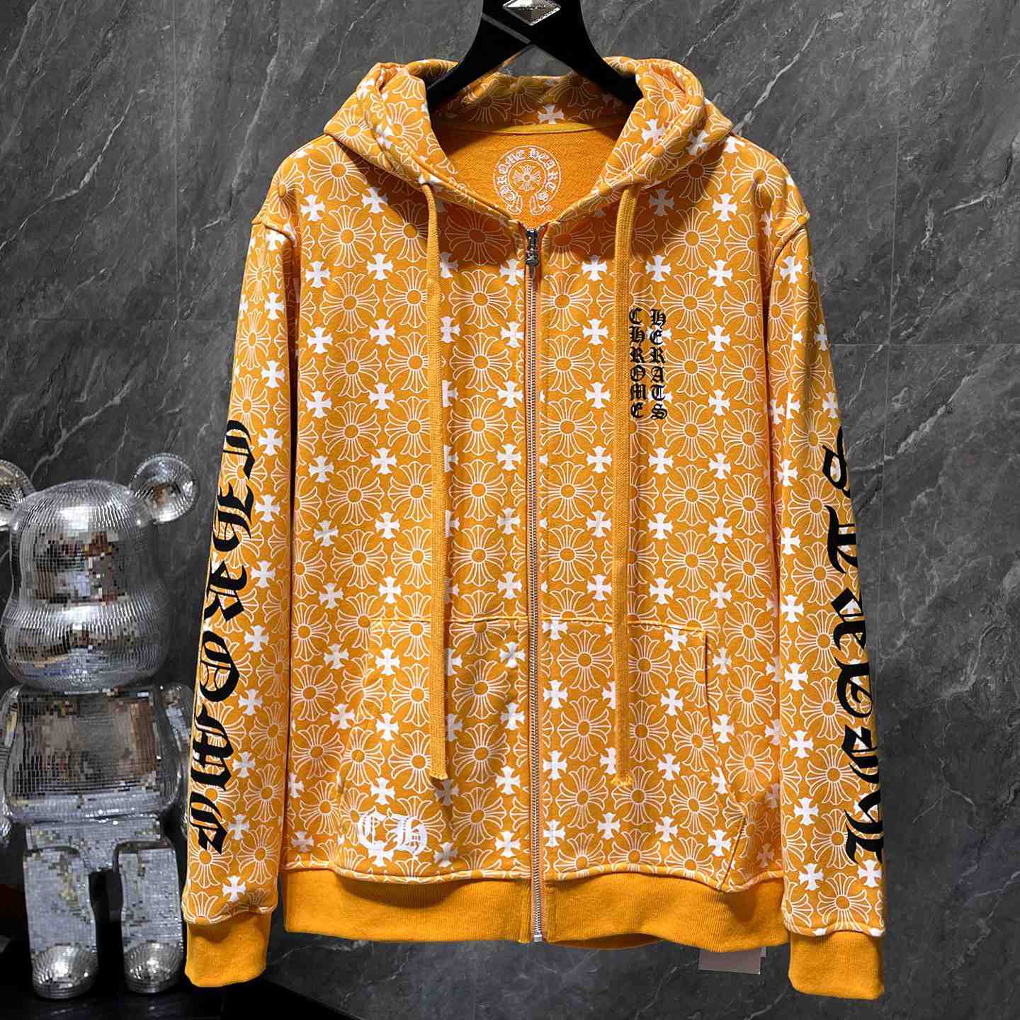 Chrome Hearts Horseshoe Zip Up Hoodie "Motif Orange" - FashionPlug