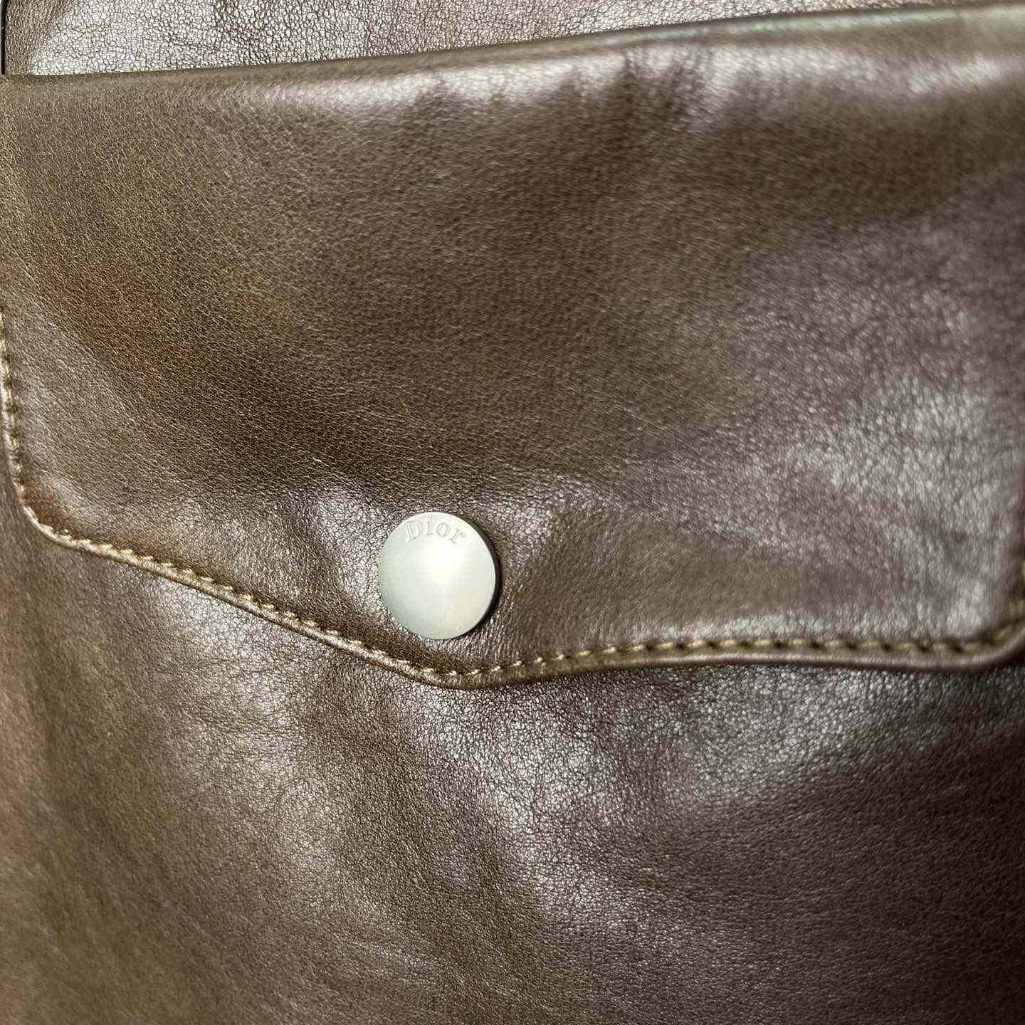 Dior Zipped Jacket Brown Napa Calfskin - FashionPlug