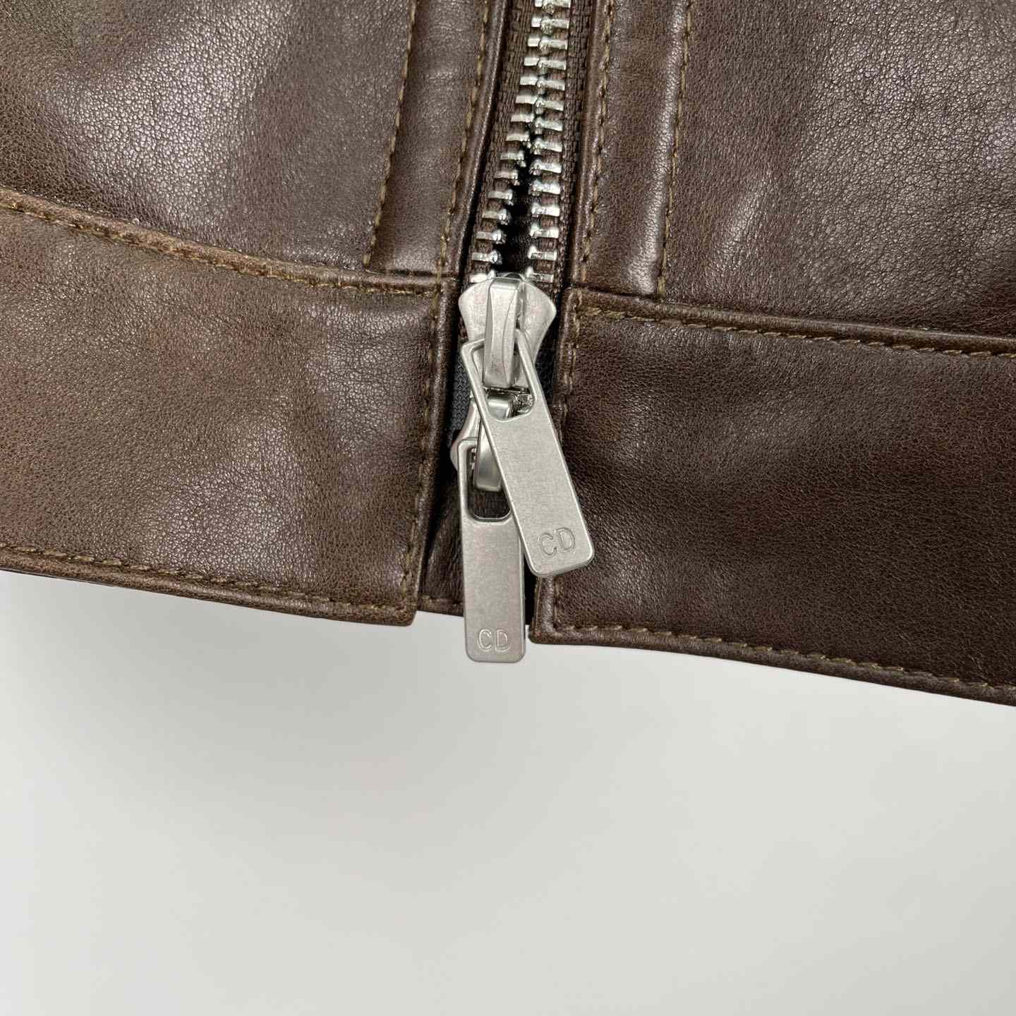Dior Zipped Jacket Brown Napa Calfskin - FashionPlug