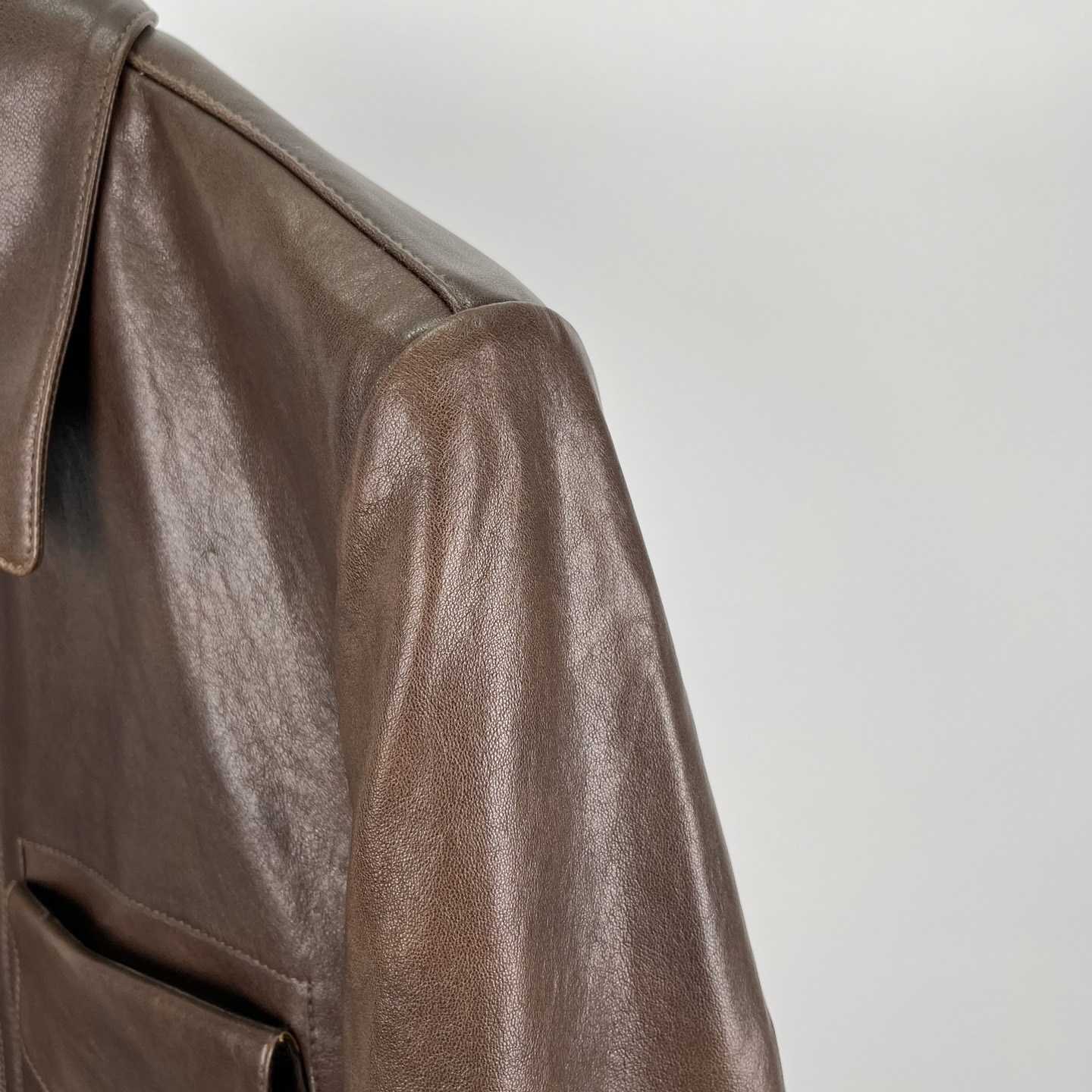 Dior Zipped Jacket Brown Napa Calfskin - FashionPlug