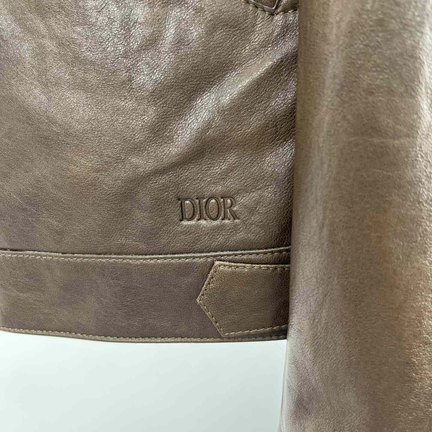 Dior Zipped Jacket Brown Napa Calfskin - FashionPlug