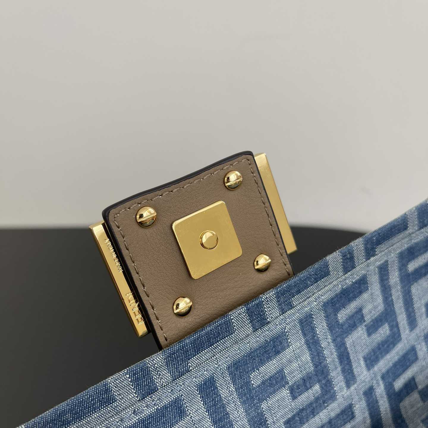 Fendi Baguette Mini Light Blue FF Denim Fabric Bag - FashionPlug