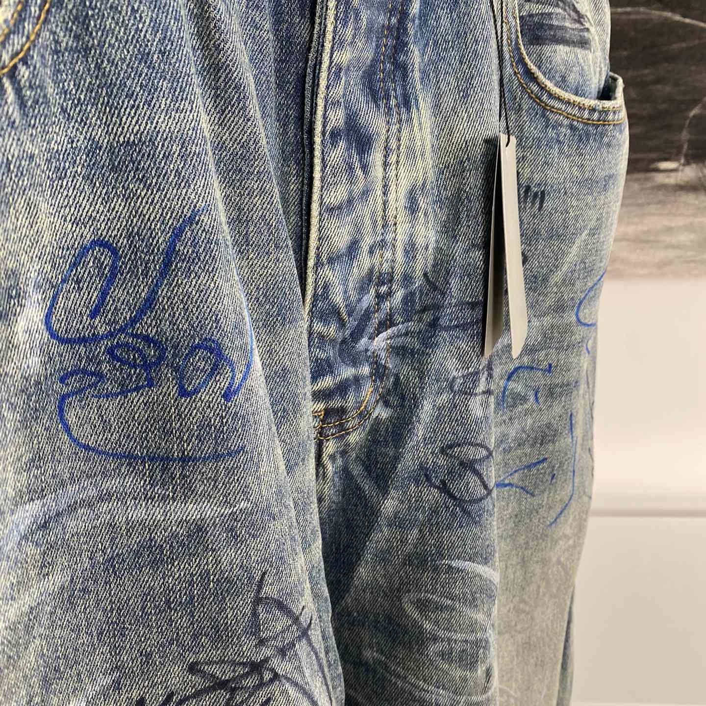 Balenciaga Graffiti Baggy Jeans - FashionPlug
