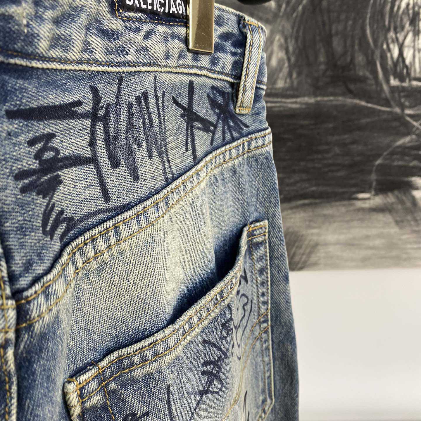 Balenciaga Graffiti Baggy Jeans - FashionPlug
