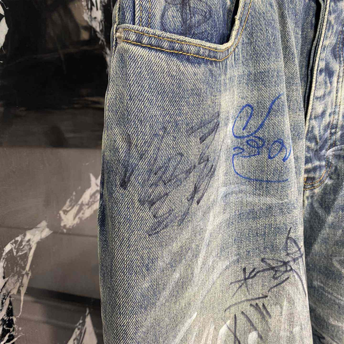 Balenciaga Graffiti Baggy Jeans - FashionPlug